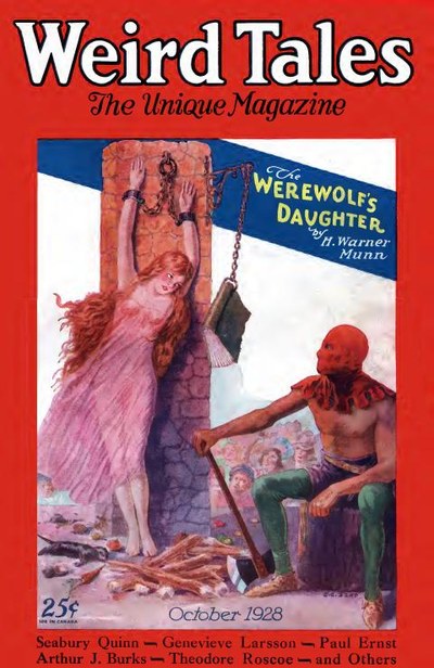 First published in Weird Tales, October 1928 (vol. 12, no. 4). Issue cover by C. C. Senf.