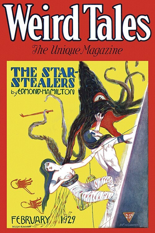 Weird Tales cover, February 1929, by Hugh Rankin